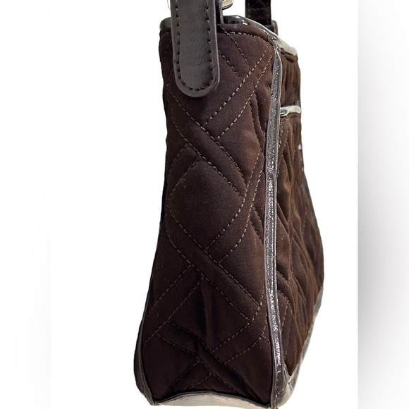 Vera Bradley Crossbody Handbag Espresso Brown Trapeze Microfiber Quilted RETIRED - Picture 3 of 9